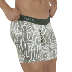 Мужские трусы боксеры удлиненные с принтом цвета хаки Clever Moda INNER LONG BOXER 112810