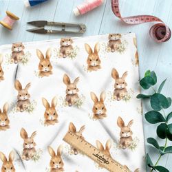 Ткань премиум дюспо милые зайчата