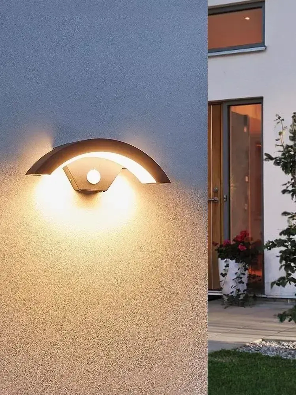 Светильник настенный светодиодный, бра, уличный фонарь с датчиком движения, влагозащищенный IP65,18 Вт, черный 4000K