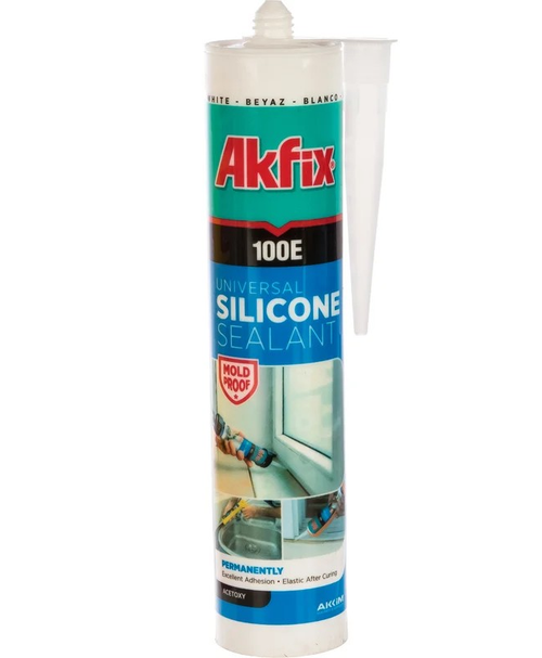 Универсальный силиконовый герметик Akfix 100E, белый, 280 мл SA042