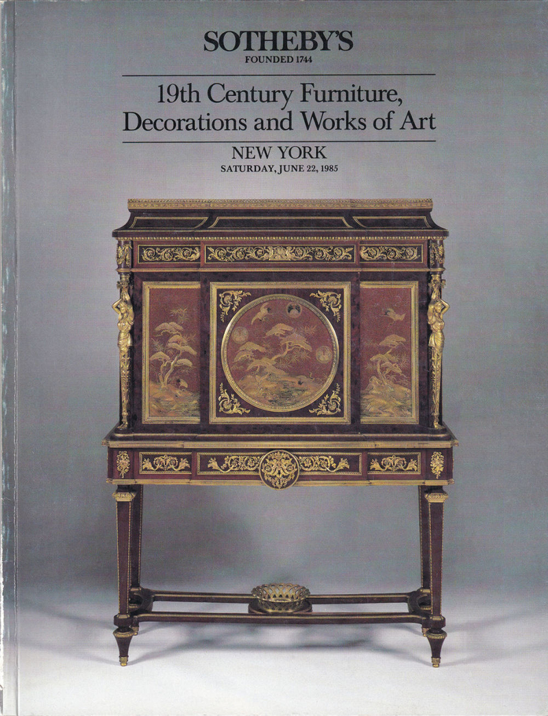 Каталог аукциона Sotheby's, Нью-Йорк, Мебель, декоративное искусства и предметы искусства XIX века от 22 июня 1985 года