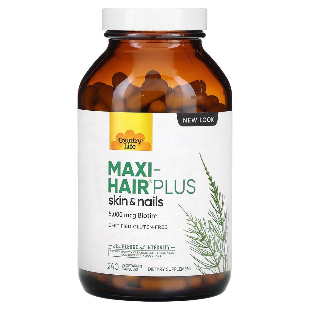 Country Life, Maxi-Hair Plus, 240 вегетарианских капсул