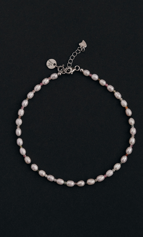 Браслет "Memo about Summer" из жемчуга рис с турмалином, на замочке серебро 925