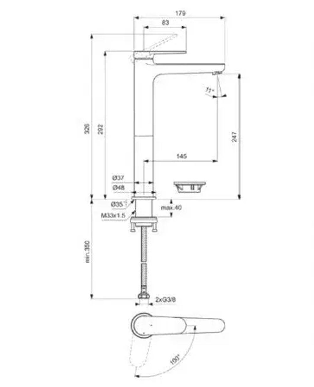 Смеситель для раковины CERAFINE O NUOVO BD773XG
