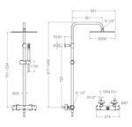 Душевая термостатическая система без излива с регулировкой высоты ODISEA 395401RM300CUC медь