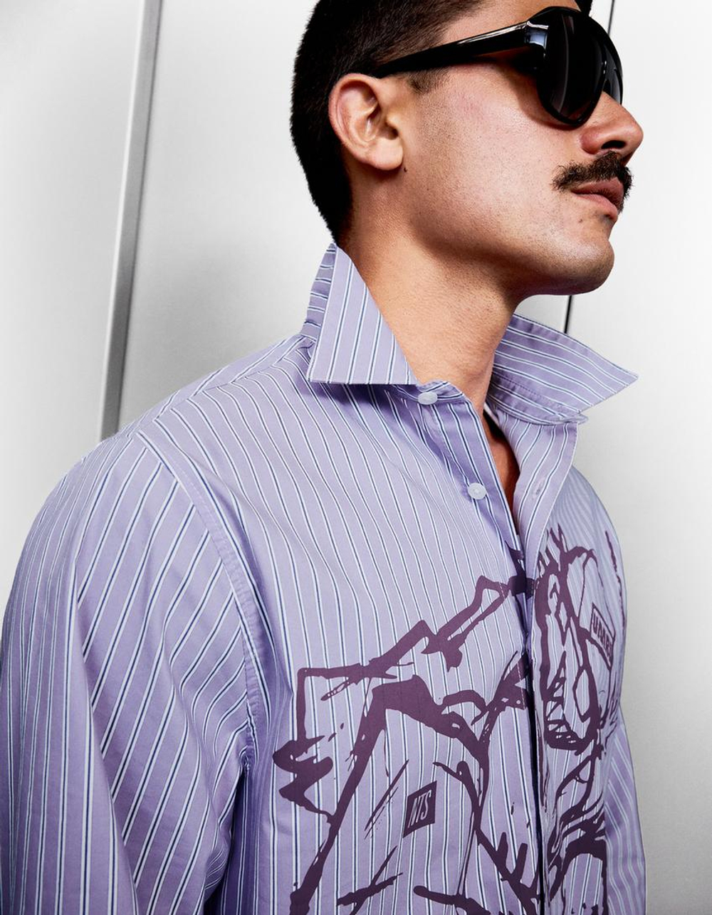 NTS X BERSHKA ft. UMRU Рубашка с принтом, фиолетовый