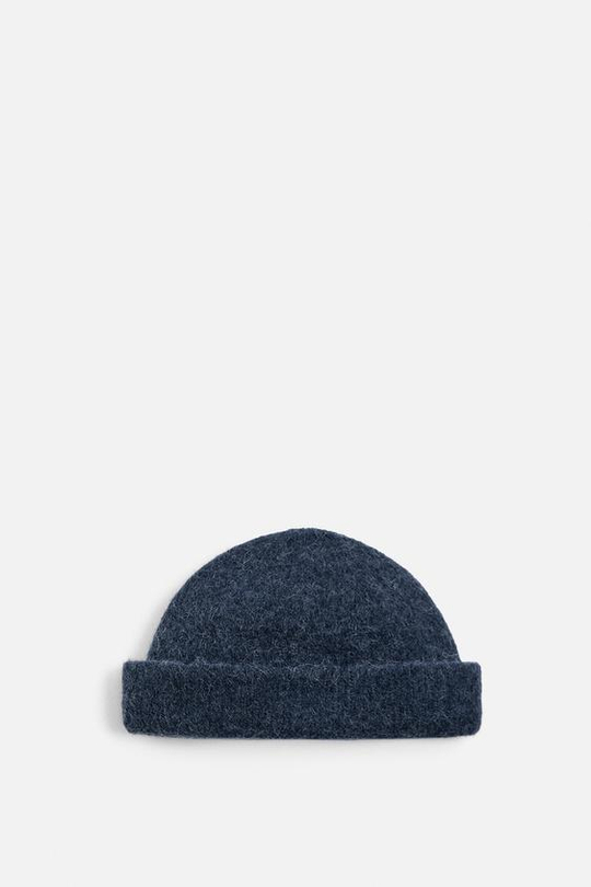 ZARA ШАПКА ИЗ СМЕСОВОЙ ШЕРСТИ АЛЬПАКА, ВЫЦВЕТШИЙ СИНИЙ