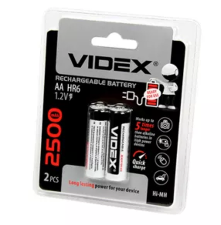 Аккумулятор никкельметалл-гидридный VIDEX AA  2500mAh