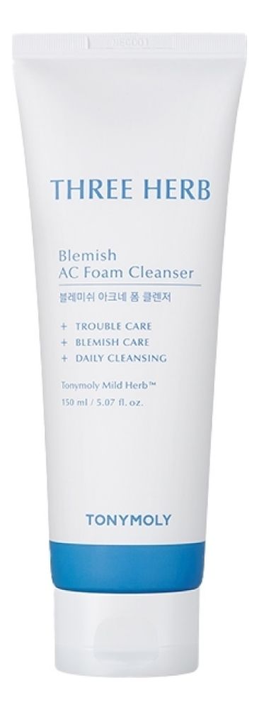TONYMOLY Пенка для умывания для проблемной кожи - Three-herb Blemish AC Foam Cleanser,150мл
