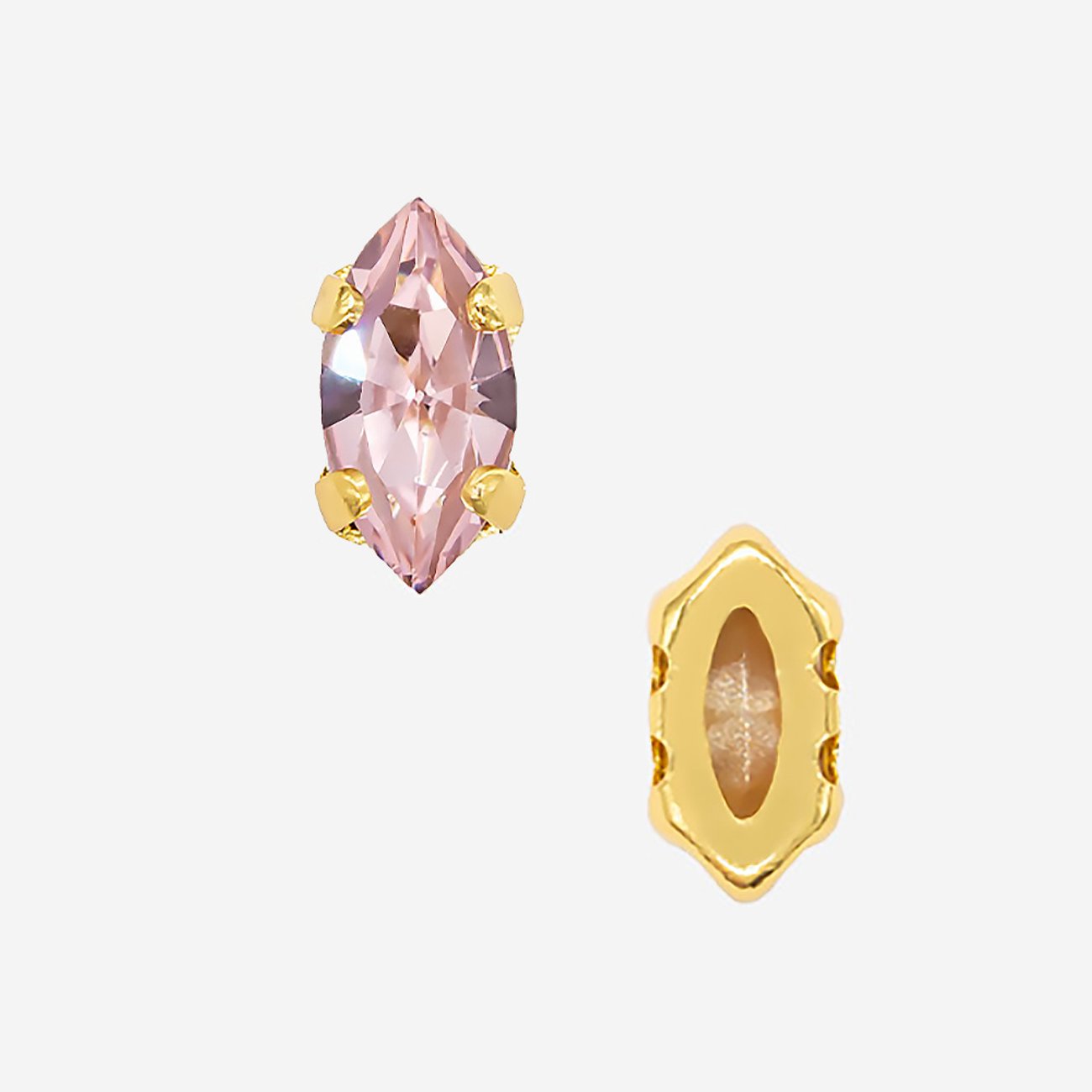 Кристалл Маркиз (Marquise Fancy Stone) в цапах, оттенок "Розовый"/"Rose", 6*3мм, позолота
