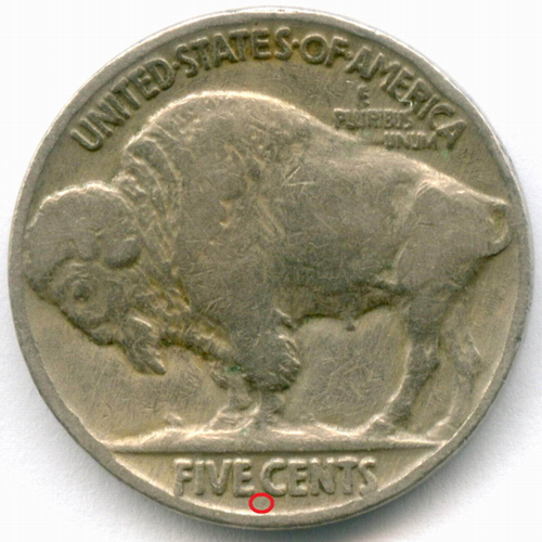 5 центов 1936 год (без знака - Philadelphia). США. Индеец с бизоном. Медно-никель VF