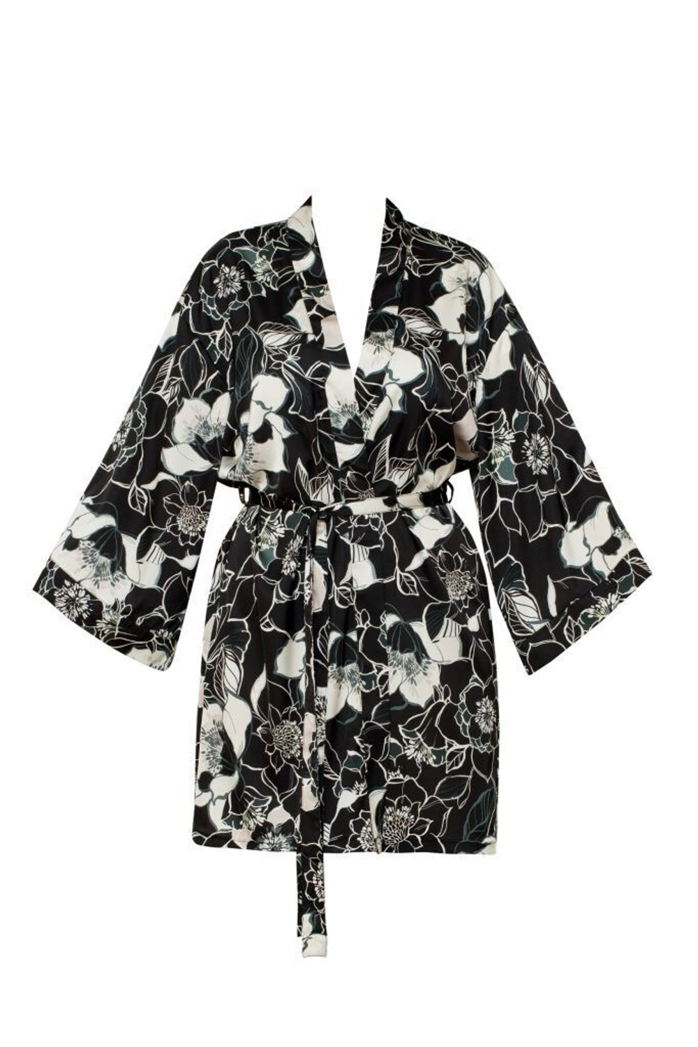 Халат-кимоно Filipa с цветочным принтом (Размер: XXL) (Цвет: черный с бежевым)