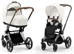 Коляска 3 в 1 Cybex Priam IV Chrome Brown complete и автокресло Cloud T i-Size Platinum White Plus Off White