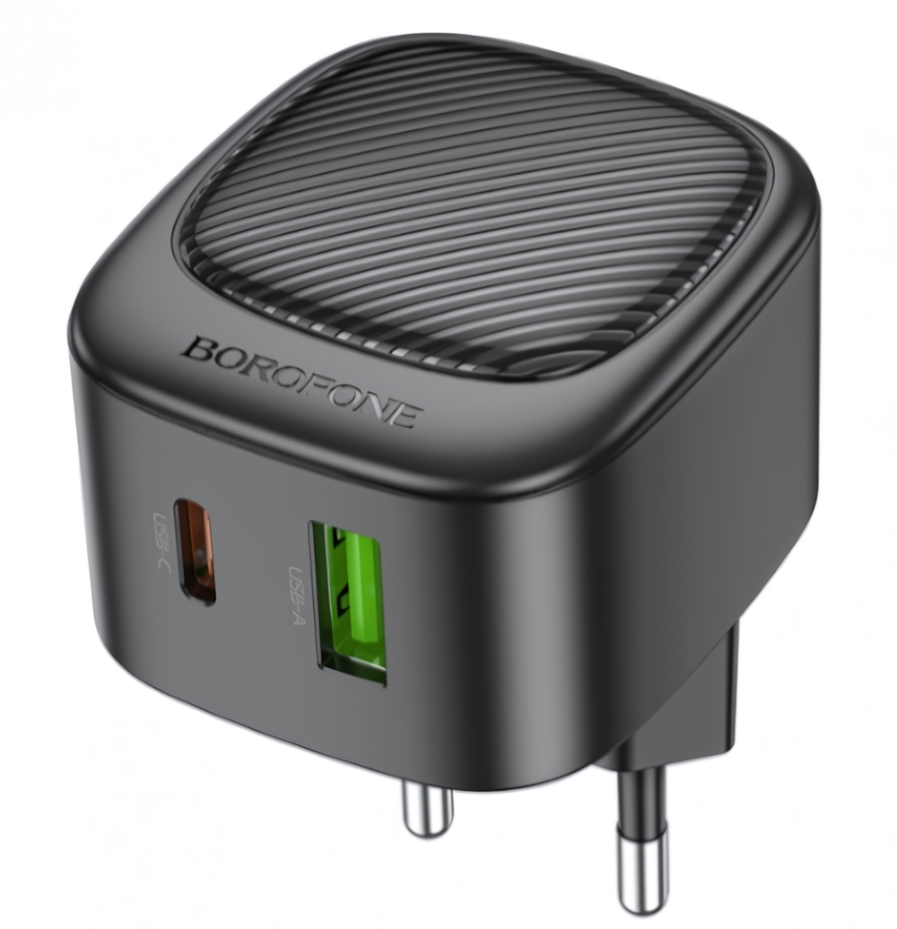 Зарядное устройство Borofone BAS22A PD20W+QC3.0 3A Type-C+USB Black