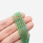 Шпинель синтетическая с эффектом иризации, оттенок "Яблоко", 3мм, шар, микроогранка