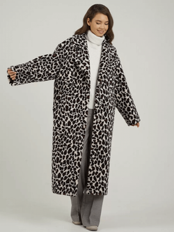 Шуба чебурашка искусственная тедди, белый леопард, SilverFox