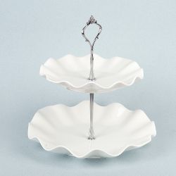 Блюдо 2-х ярусное " " d=19/24см. h=25 см. (фарфор) (подарочная упаковка)