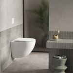 Комплект подвесной унитаз ABBER Bequem AC1131TC белый, с закрытым дном с инсталляцией AC0105 и кнопкой AC0120MB черный матовый