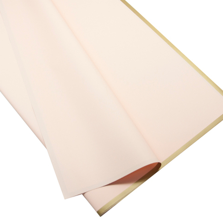 Упаковочная матовая пленка (0,6*0,6 м) Золотой кант, Персиковый, 20 шт.