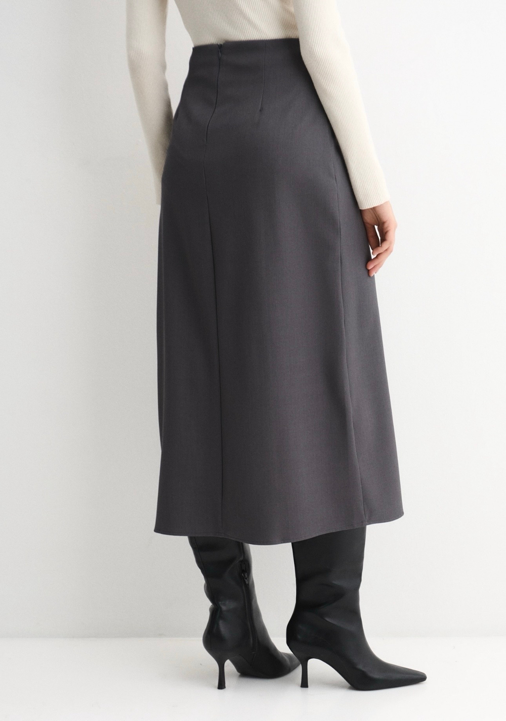 Юбка карандаш с запахом серый