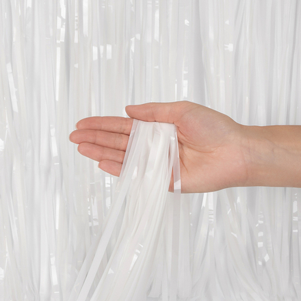 Занавес "Дождик" белый металлик 1*2 м