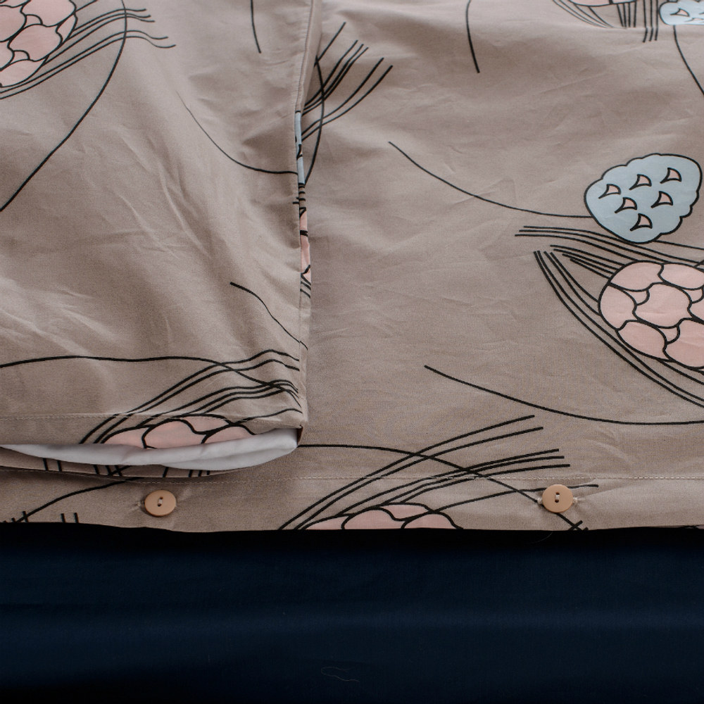 Пододеяльник из перкаля пудрового цвета с принтом Хвойное утро russian north, 200х200 см