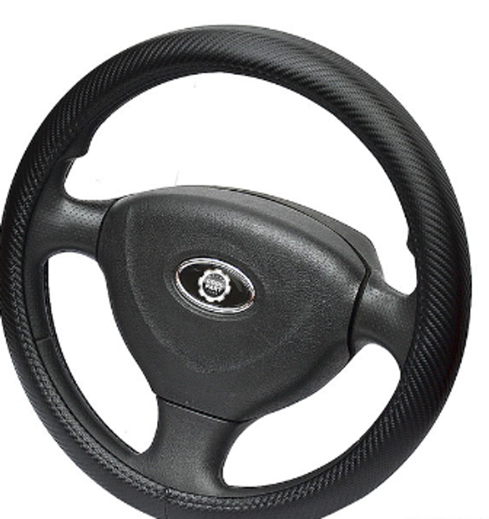 Оплетка на руль круглая Coolpart MAXIMAL (47) к/з черный/черный  C003XXXL-BLBL