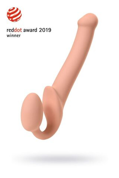 Телесный безремневой страпон Silicone Bendable Strap-On - size M (Цвет: телесный)