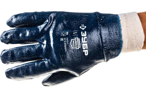 Перчатки "МАСТЕР" рабочие с манжетой с нитриловым покрытием (р. L 9) Зубр 11272-L