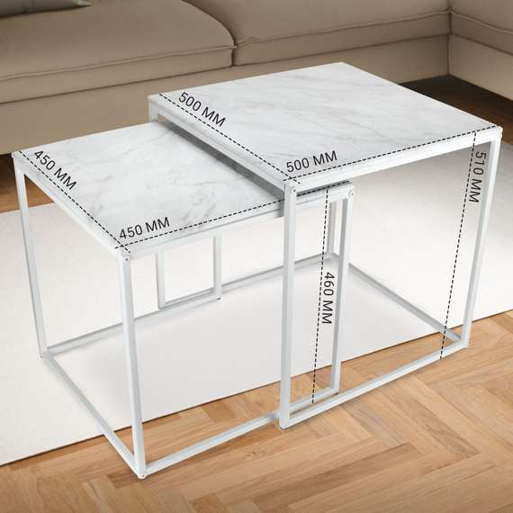 Стол журнальный МеталлАрт М002 белый мрамор/белый