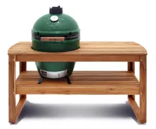 Керамический гриль Big Green Egg L Large (Большой), 46 см на столе из акации