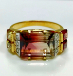 Кольцо Эстерелла золото 750, турмалин, бриллианты, сапфиры