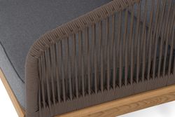 "Канны" кресло плетеное из роупа, основание дуб, роуп коричневый круглый, ткань темно-серая 027