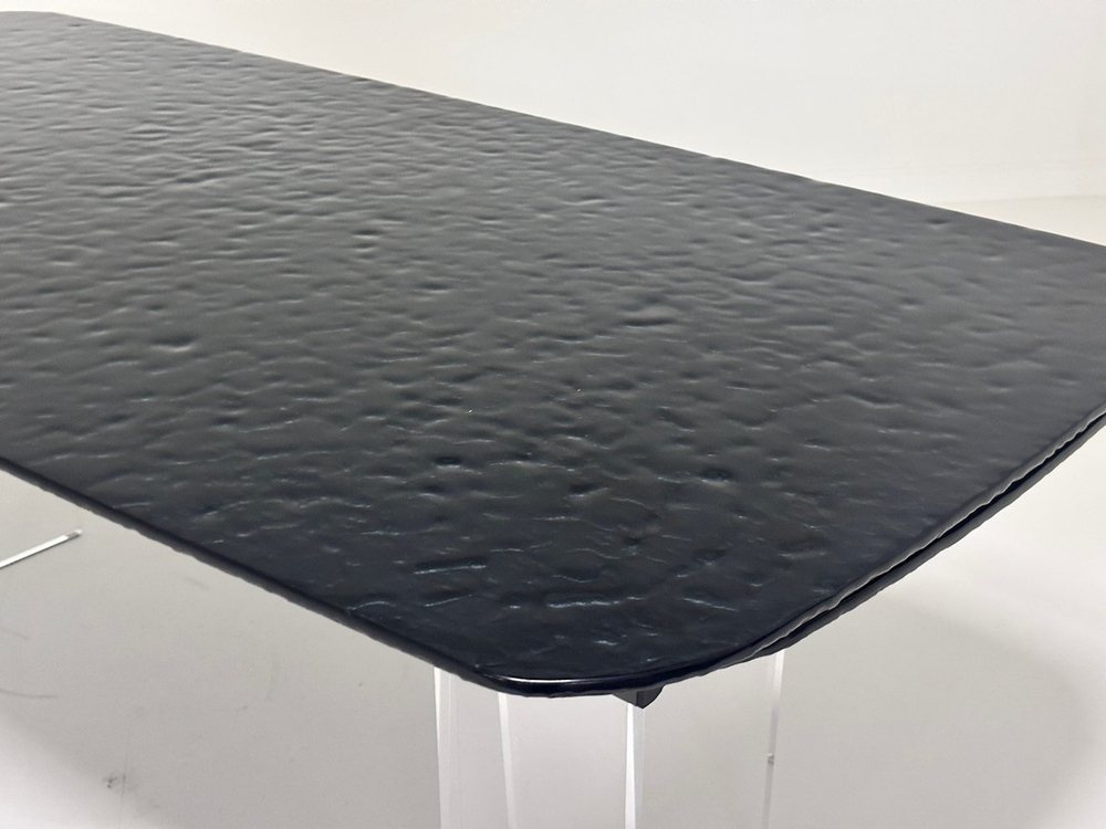 Стол М-City DISAUR Лауритц (Laurits) 200 Черный (Grey), стекло Bubble, Прозрачный каркас