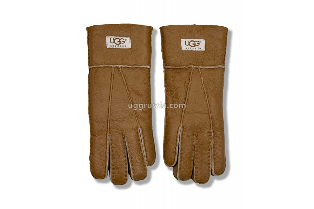UGG Женские Кожаные Перчатки Коричневые