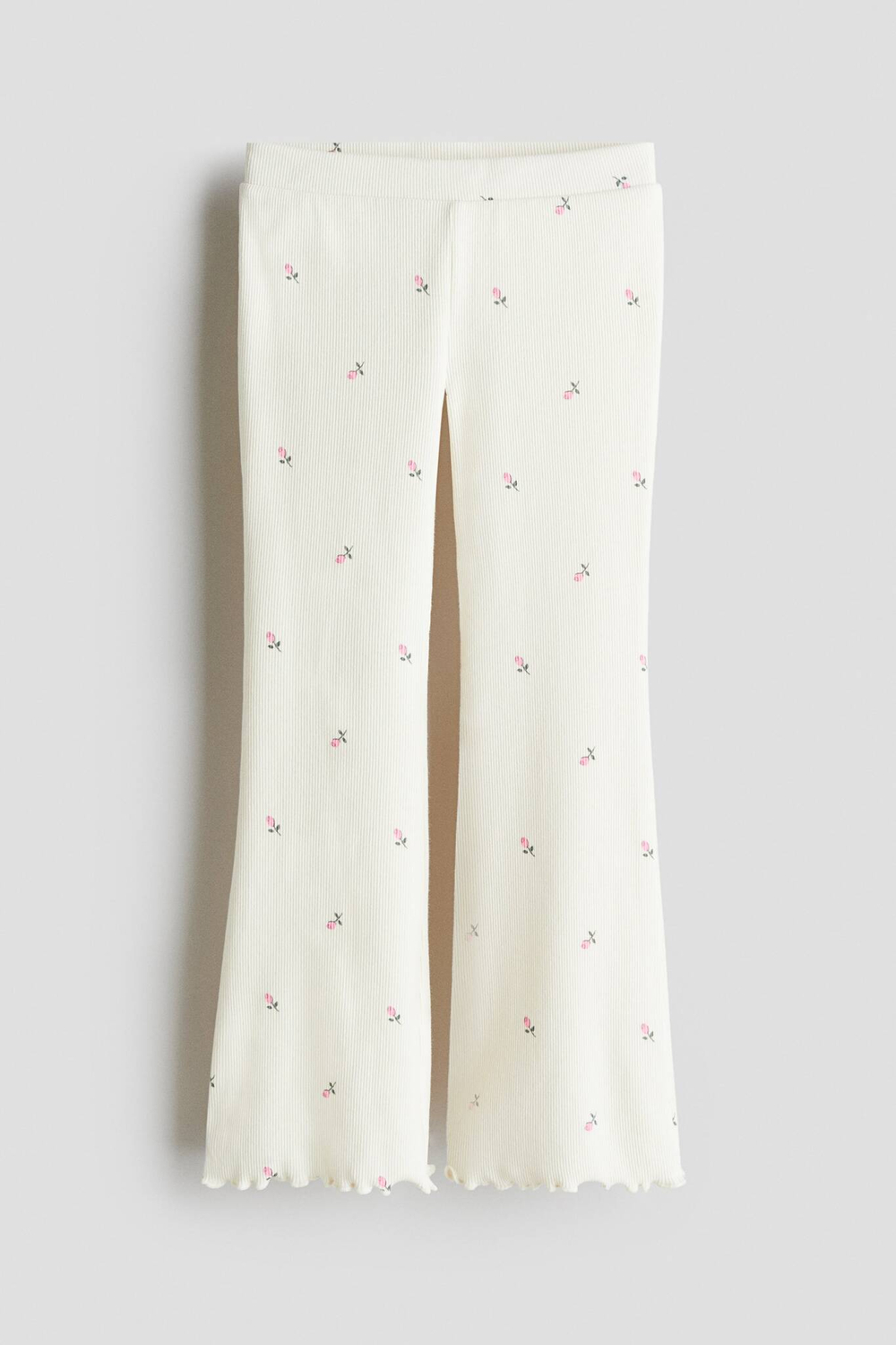 H&M Хлопковые легинсы-клеш, белый