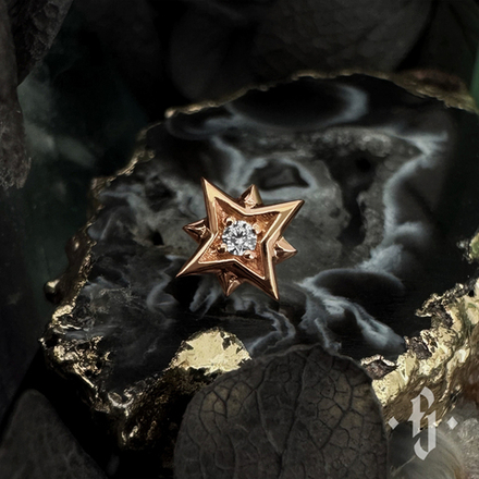 Накрутка "North Star" - Розовое золото - White CZ