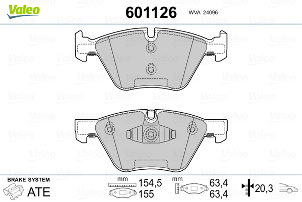 VALEO - 601126-VAL - Brake Pad Set, disc brake