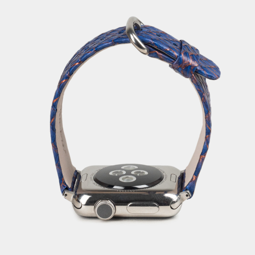 Ремешок для Apple Watch 40/41/42 mm из кожи лосося, цвета сине-оранжевый градиент