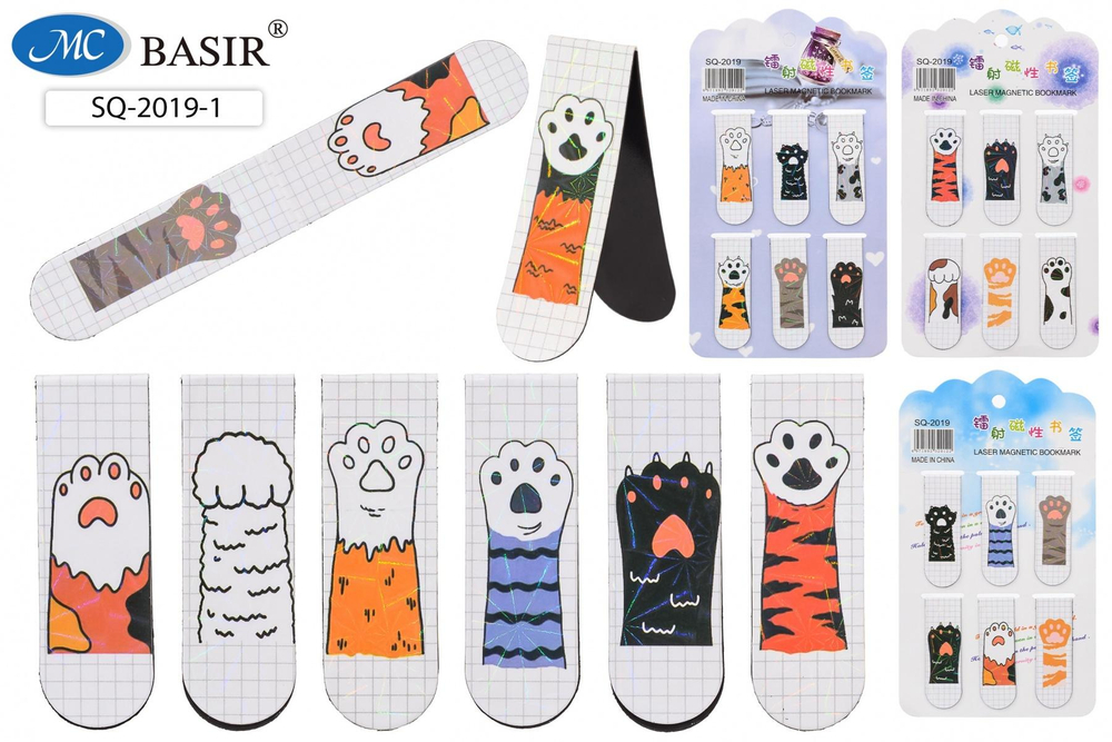 Набор закладок магнитных "Лапки" с рисунком 5,8 см. (Basir)