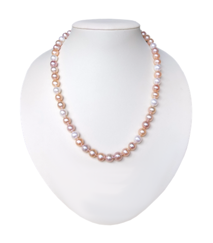 Бусы из разноцветного жемчуга, замочек со стразами