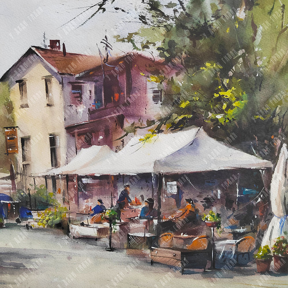 Конищева В. Утро на Кипре. Бумага, акварель. Россия, 2021 г.