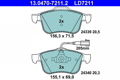 ATE - 13047072112-ATE - Brake Pad Set, disc brake