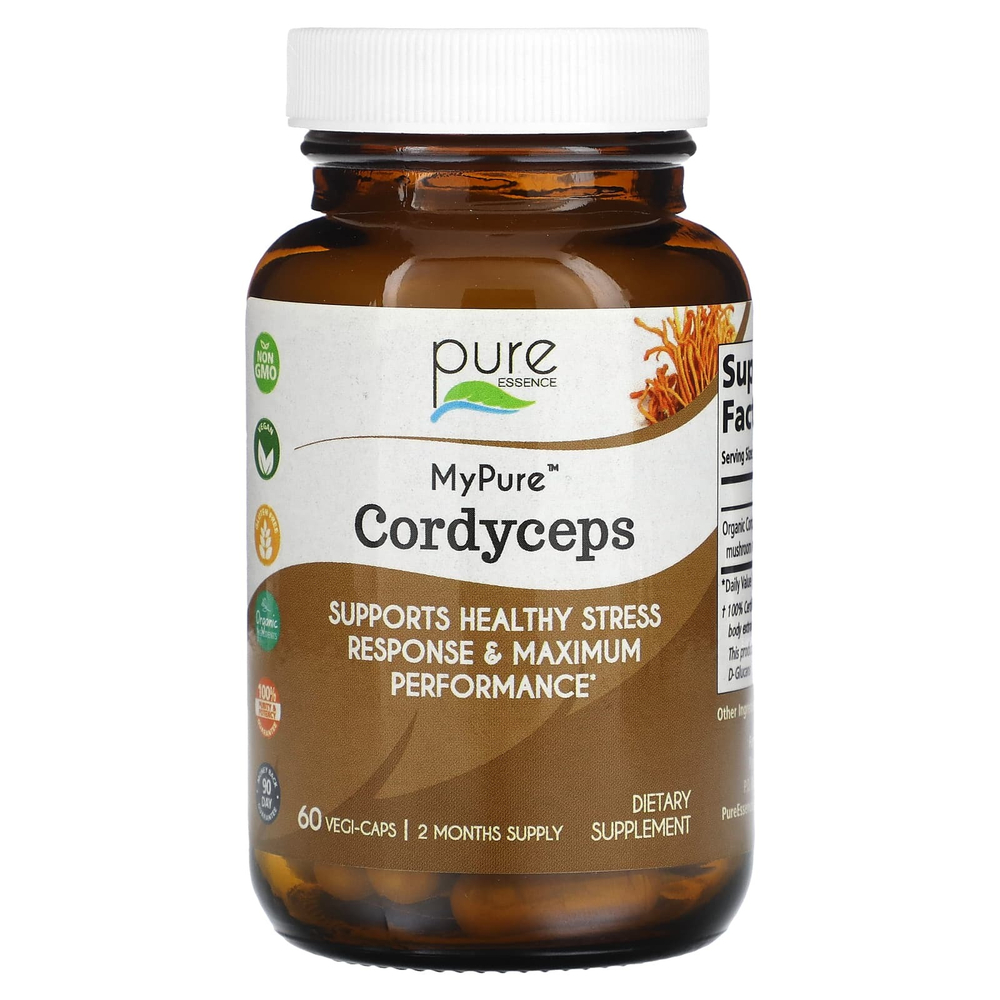 Pure Essence, MyPure, кордицепс, 500 мг, 60 растительных капсул