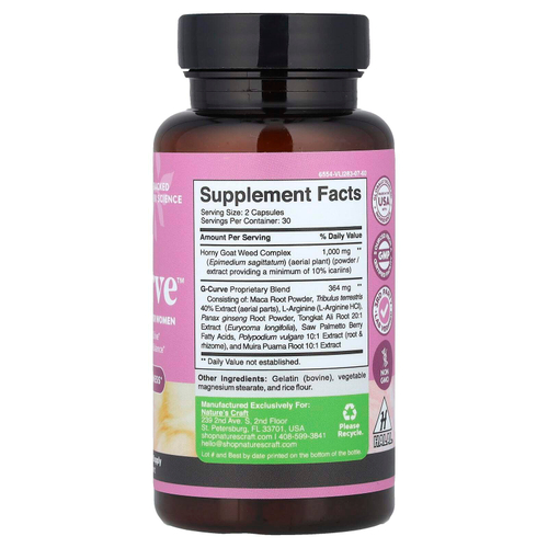 Nature's Craft, Women's Wellness, G-Curve ™, 364 мг, 60 капсул