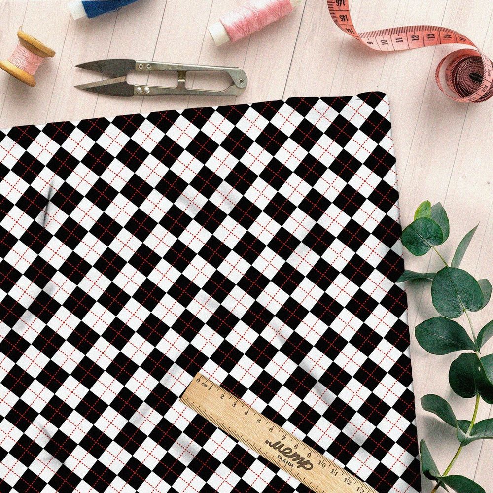 Ткань шелк Армани шахматная доска