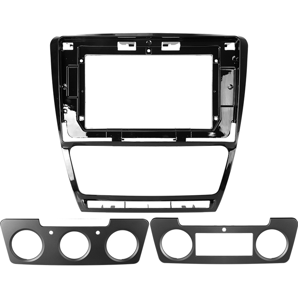 Комплект рамки с разъёмами 10.1" Skoda Octavia A5 2004-2013 черная - Car-Smart 005B