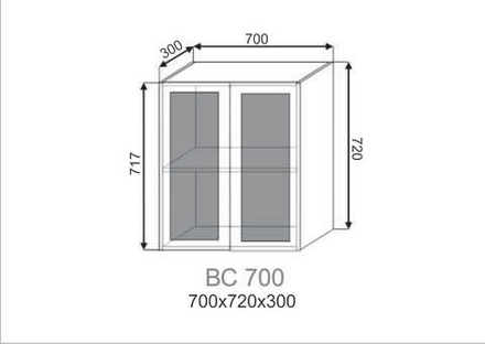 Шкаф верхний со стеклом Павла ВС 700
