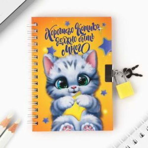 Блокнот на замочке «Хорошего котика должно быть много" 50 листов