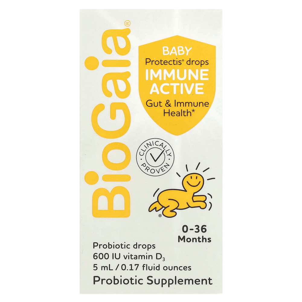 BioGaia, Protectis Baby, иммунно-активные пробиотики в каплях, для детей от 0 до 36 месяцев, 5 мл (0,17 жидк. унц.)